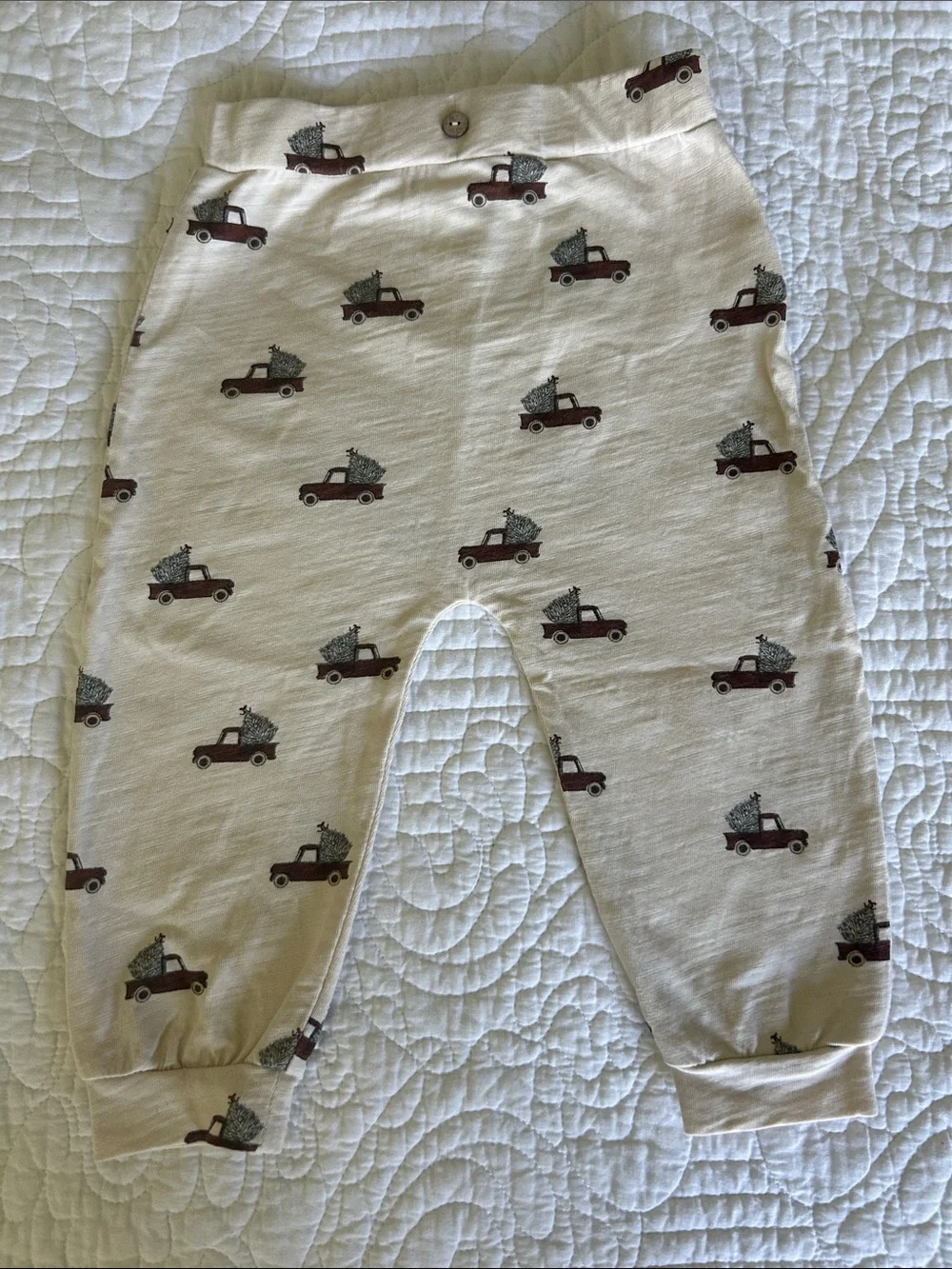Rylee & Cru Baby LS Pants~ Trucks 18-24months. Cream/natural